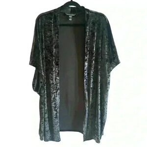 VICTORIA'S SECRET Slinky Black Crushed Velvet Open Front Robe Size Medium Large